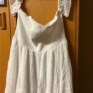 American Eagle Outfitters Cream Smocked Dress
